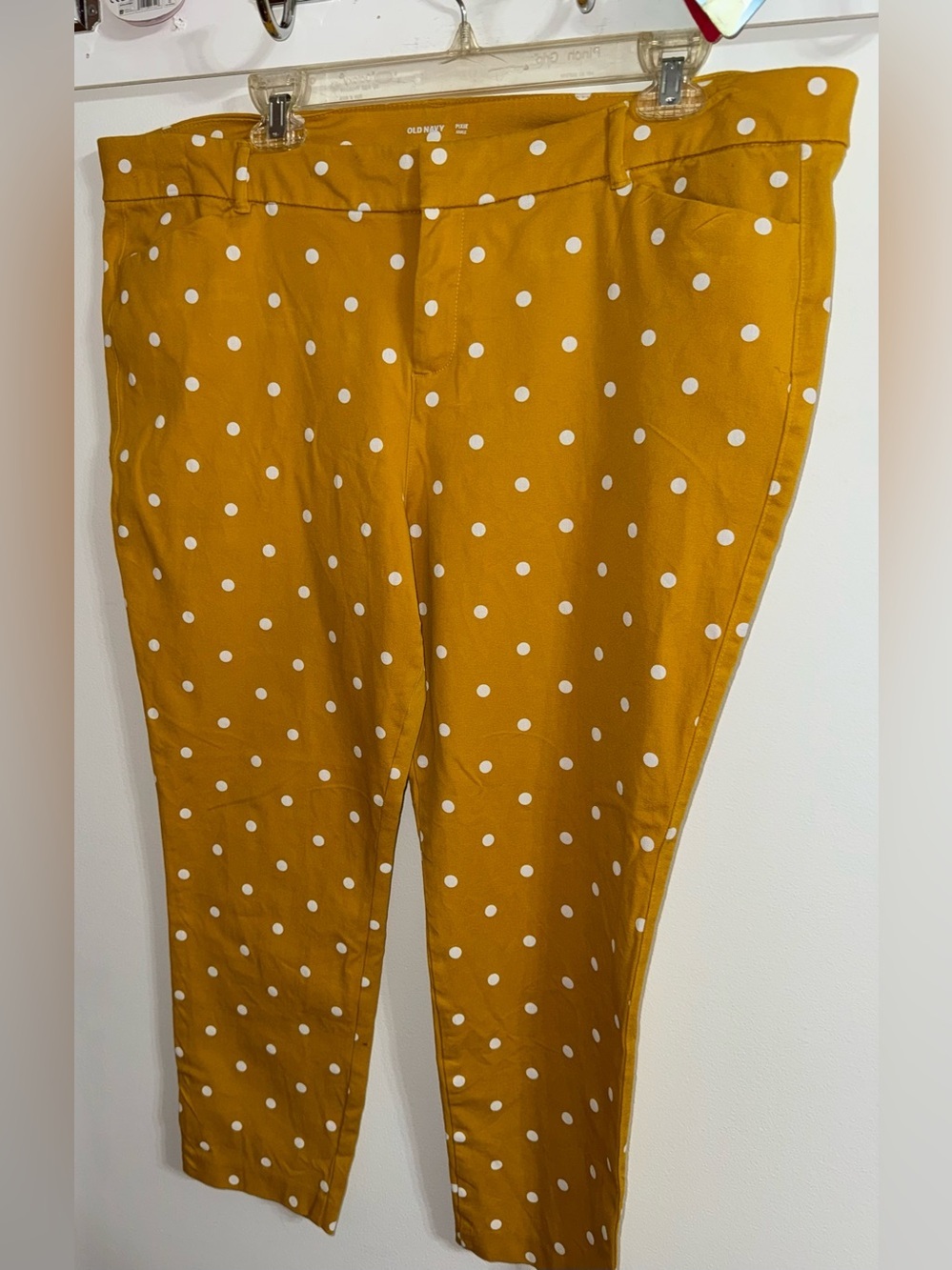 Old Navy Mustard Yellow Polka Dot Pixie Ankle Pants